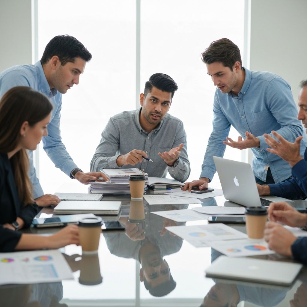 Fundadores de startup tecnológica en sesión de trabajo estratégico preparando documentación financiera